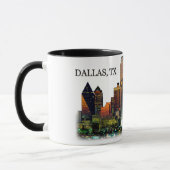 Witte koffie-mok met de Dallas Texas Skyline Mok (Links)