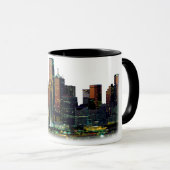 Witte koffie-mok met de Dallas Texas Skyline Mok (Voorkant rechts)