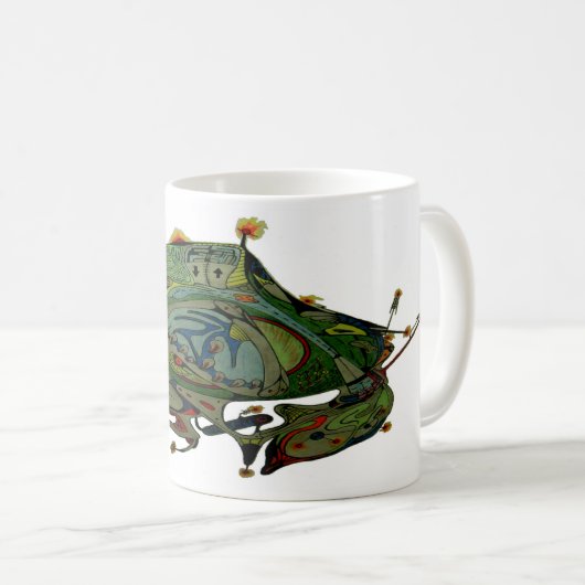 Witte koffie Mok met ruimteschip art 1 b.1 (Voorkant rechts)