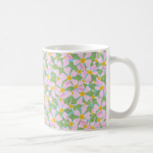 Witte koffie Mok: Roze Dogroses op Sky Blue Koffiemok