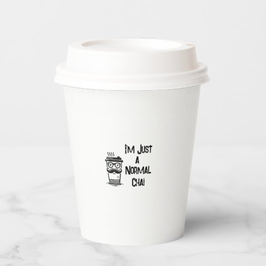 Witte Koffie/Thee Papier Cup w/lid Funny Chai Papieren Bekers (Voorkant)