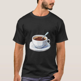 Witte koffiekop op een schoteltje gevuld met koffi t-shirt