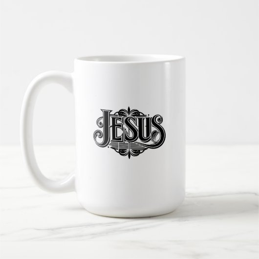 Witte koffiemok met naam Jezus (Links)