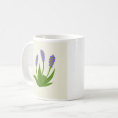 Witte koffiemok met paarse bloemen (Voorkant links)