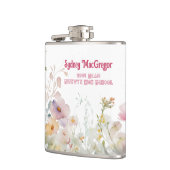 Witte kolf met wikkel rond bloemrand heupfles (Links)