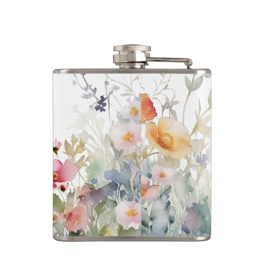 Witte kolf met wikkel rond bloemrand heupfles (Achterkant)