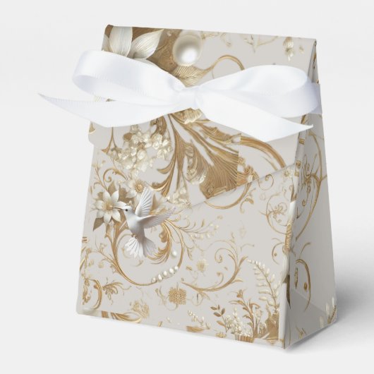 Witte Kolibrie Bloem Boeket Favoriet Doos Bedankdoosjes (Voorkant Zijde)