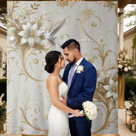 Witte Kolibrie Fantasie Achtergrond Wandkleed