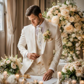 Witte Kolibrie Formele Bloemen Necktie Stropdas