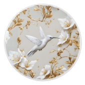 Witte Kolibrie Keramische Knop (Voorkant)