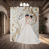 Witte Kolibrie Minimalistische Achtergrond Wandkleed