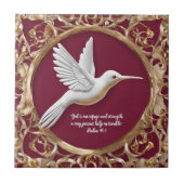 Witte kolibrie op Red Tall Tegeltje (Voorkant)