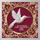 Witte kolibrie op rood poster (Voorkant)