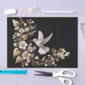 Witte Kolibrie op Zwarte Decoupage Tissuepapier (Craft)