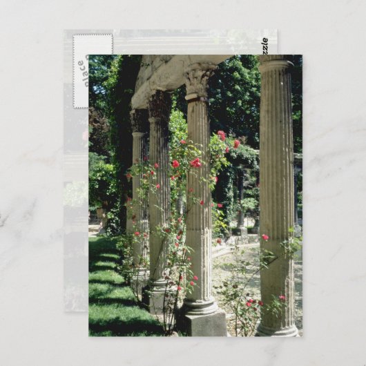 Witte kolommen en rozen - Parc Monceau, Franse gri Briefkaart (Voorkant / Achterkant)