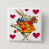 Witte konijn 1 vierkante button 5,1 cm (Voorkant)