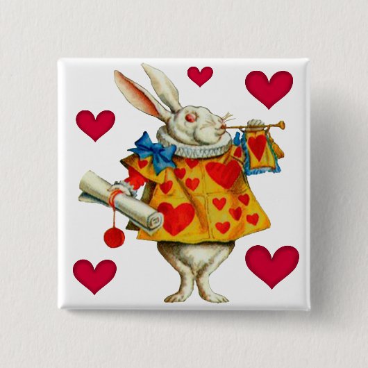 Witte konijn 1 vierkante button 5,1 cm (Voorkant)