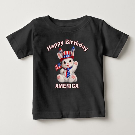 Witte Konijn (5ao) Patriottisch Kinder T-Shirt (Voorkant)