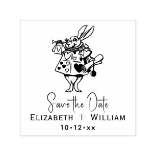 Witte Konijn Alice AvH Uitnodiging Zelfinktende Stempel