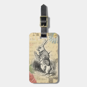 Witte Konijn Alice Avonturen Wonderland Kunst Bagagelabel