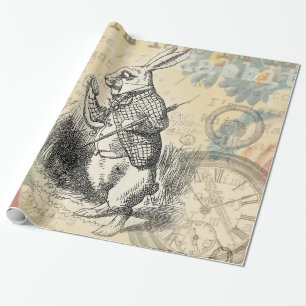 Witte Konijn Alice Avonturen Wonderland Kunst Cadeaupapier