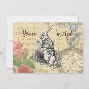 Witte Konijn Alice Avonturen Wonderland Kunst Kaart