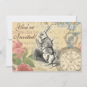 Witte Konijn Alice Avonturen Wonderland Kunst Kaart