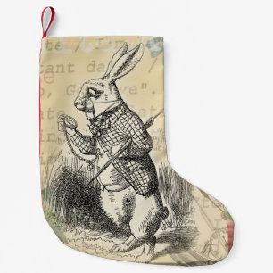 Witte Konijn Alice Avonturen Wonderland Kunst Kleine Kerstsok