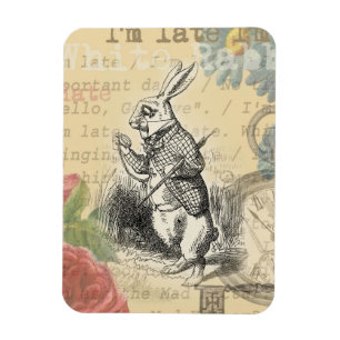 Witte Konijn Alice Avonturen Wonderland Kunst Magneet