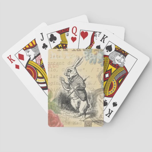 Witte Konijn Alice Avonturen Wonderland Kunst Pokerkaarten (Achterkant)