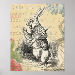Witte Konijn Alice Avonturen Wonderland Kunst Poster