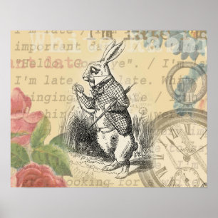 Witte Konijn Alice Avonturen Wonderland Kunst Poster