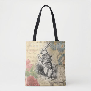 Witte Konijn Alice Avonturen Wonderland Kunst Tote Bag