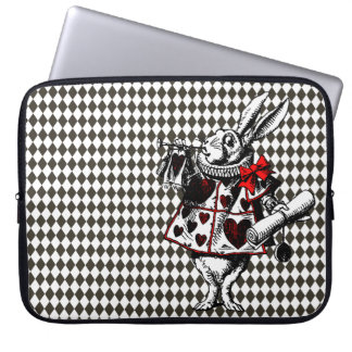 Witte Konijn Alice in Wonderland Diamanten Laptop Sleeve