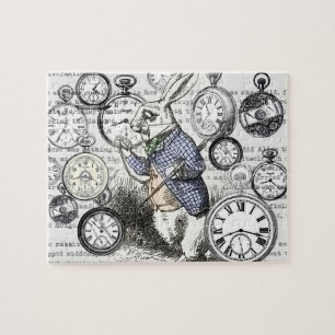 Witte Konijn Alice in Wonderland Klokken Legpuzzel