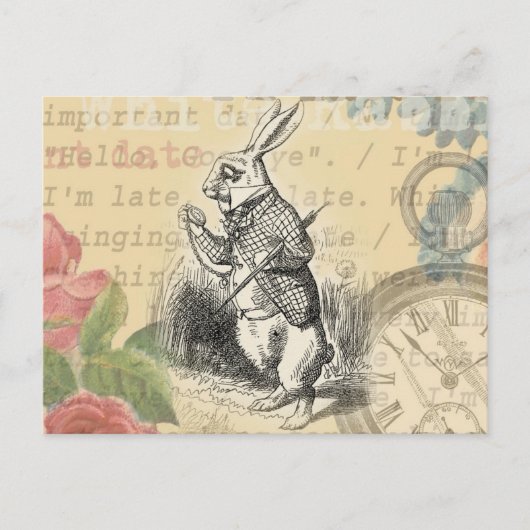 Witte Konijn Alice in Wonderland Kunst Briefkaart (Voorkant)