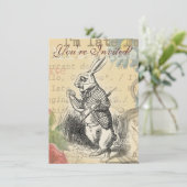 Witte Konijn Alice in Wonderland Kunst Kaart (Staand voorkant)