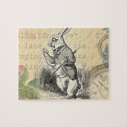 Witte Konijn Alice in Wonderland Kunst Legpuzzel (Horizontaal)