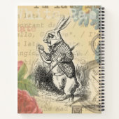 Witte Konijn Alice in Wonderland Kunst Notitieboek (Achterkant)