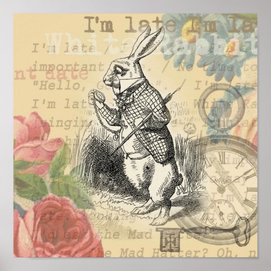 Witte Konijn Alice in Wonderland Kunst Poster (Voorkant)
