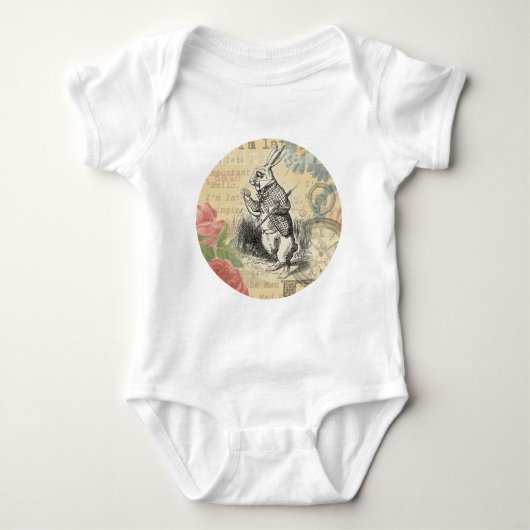 Witte Konijn Alice in Wonderland Kunst Romper (Voorkant)