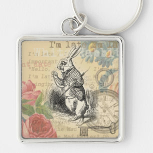 Witte Konijn Alice in Wonderland Kunst Sleutelhanger