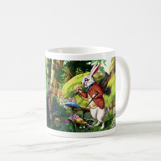 Witte konijn | "Alice in Wonderland" PaasMokken Koffiemok (Voorkant rechts)