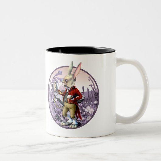 Witte konijn | "Alice in Wonderland" PaasMokken Tweekleurige Koffiemok (Rechts)