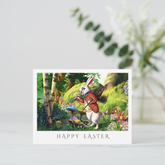 Witte konijn | Alice in Wonderland Pasen Briefkaar Feestdagenkaart (Staand voorkant)