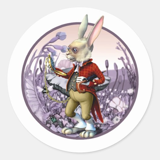 Witte konijn | Alice in Wonderland Pasen Ronde Sticker (Voorkant)