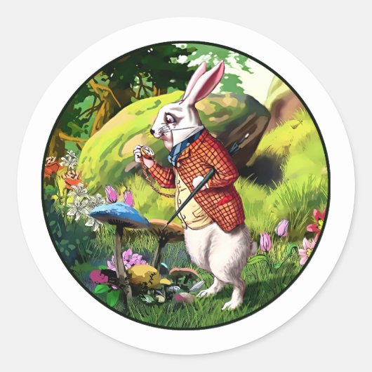 Witte konijn |Alice in Wonderland Pasen Stickers (Voorkant)