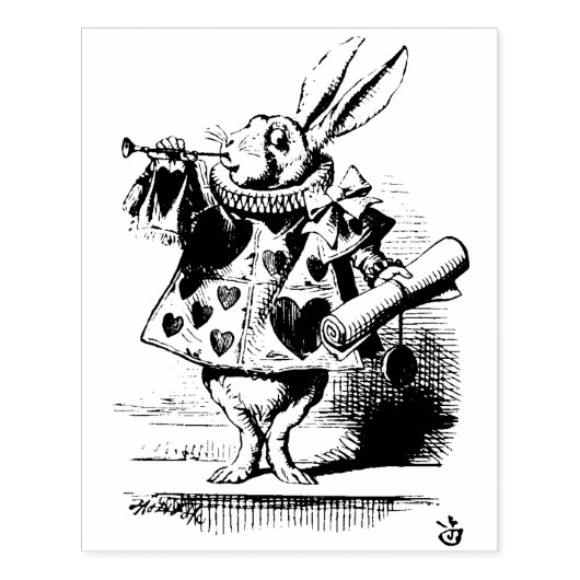 Witte Konijn Alice in Wonderland Tenniel Rubberstempel (Afrduk)
