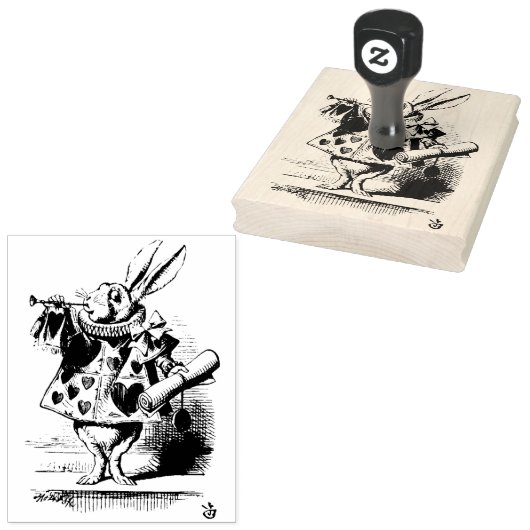 Witte Konijn Alice in Wonderland Tenniel Rubberstempel (Gestempeld)