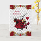  witte konijn Alice in Wonderland Verjaardag Kaart (Gele Bloem)